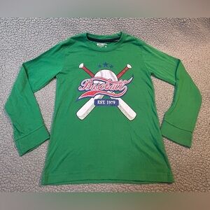 Ultimate Collection Long Sleeve Shirt Boys Size 10 Green Baseball Theme